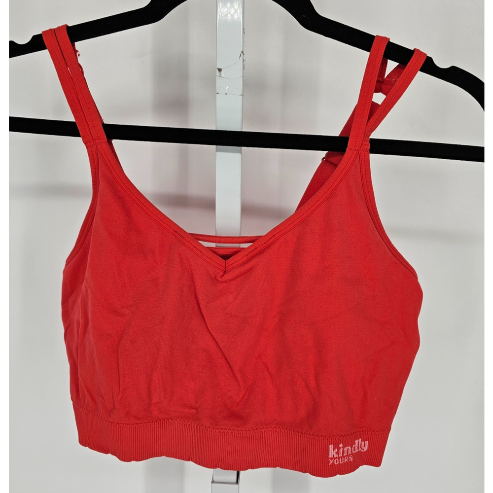 Kindly Yours Womens Sz XXL Low Impact Sports Bra V Neck Red